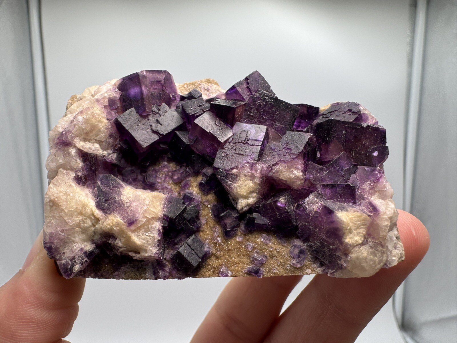 Purple Illinois Fluorite With Calcite On Matrix Natural Specimen 140 Grams
