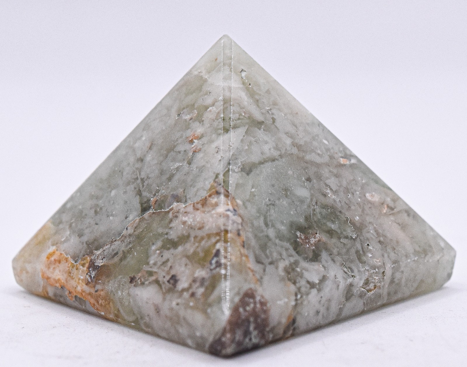 36mm Greenish White Fluorite Pyramid Polished Natural Crystal Mineral – india