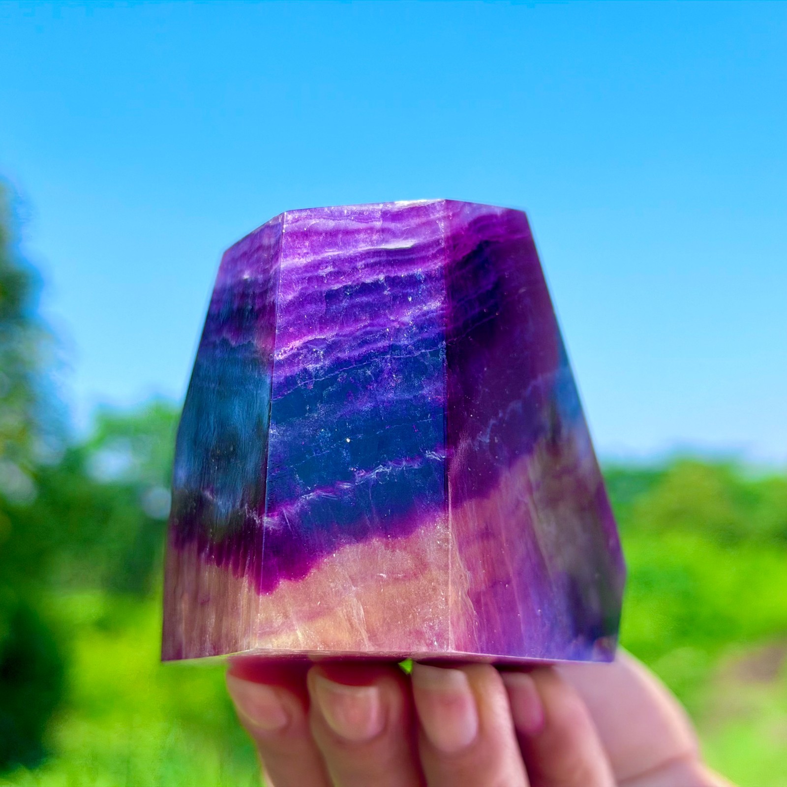 1.92LB Rare Natural Fluorite Quartz Crystal Freeform Mineral Specimen Healing