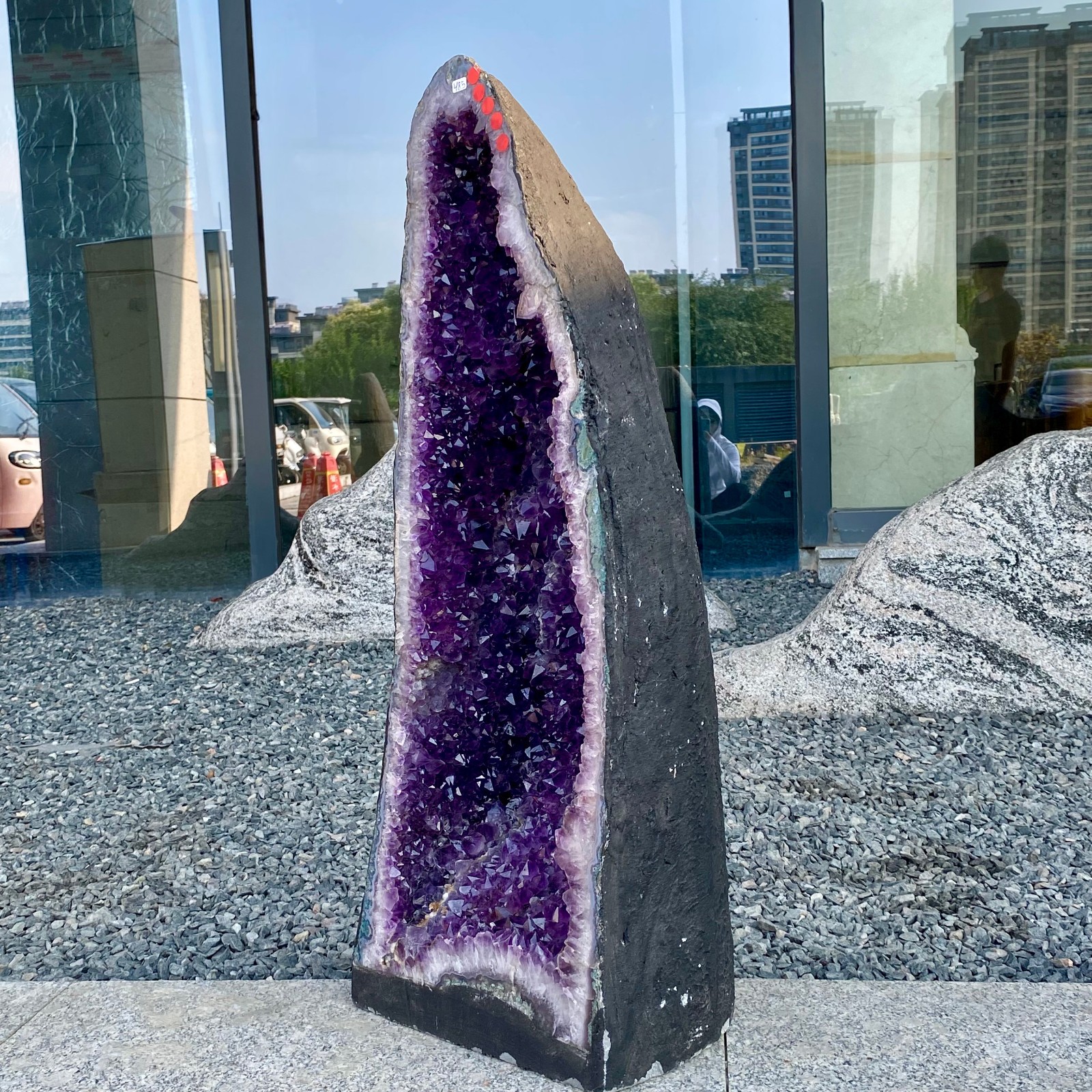 105LB Natural Amethyst Geode Quartz Crystal Cluster Cathedral Energy healing