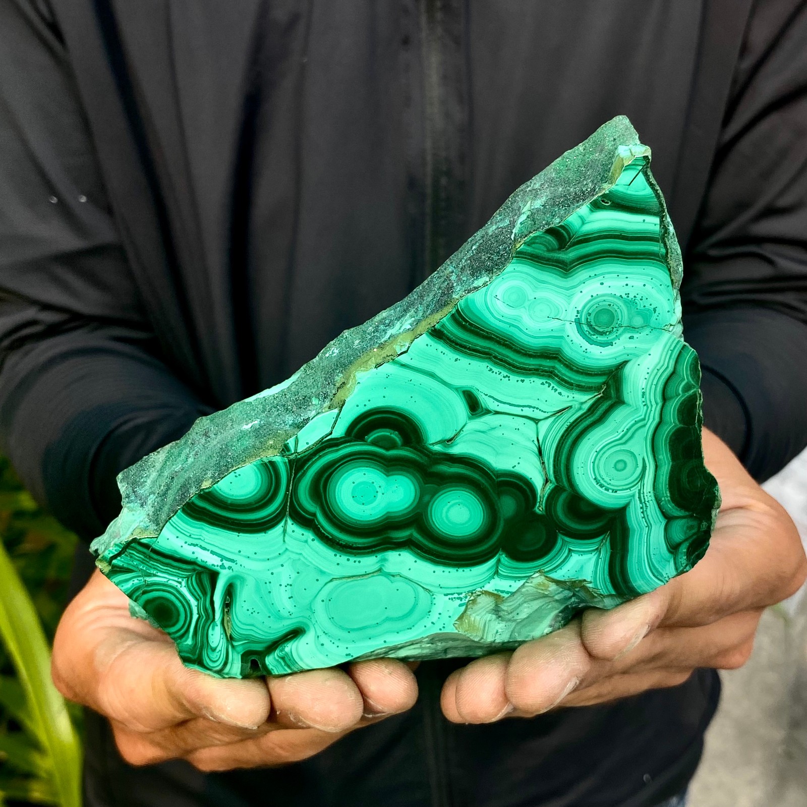 1.1LB Natural malachite slice quartz crystal luster mineral specimen