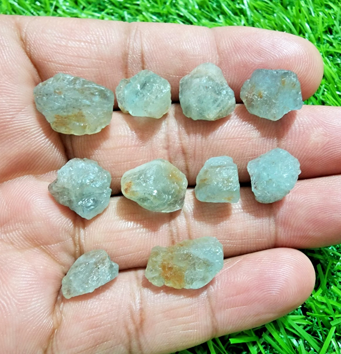 10Pcs Awesome Blue Aquamarine Gemstone Rough Lot 10-17mm Aquamarine Raw Stones
