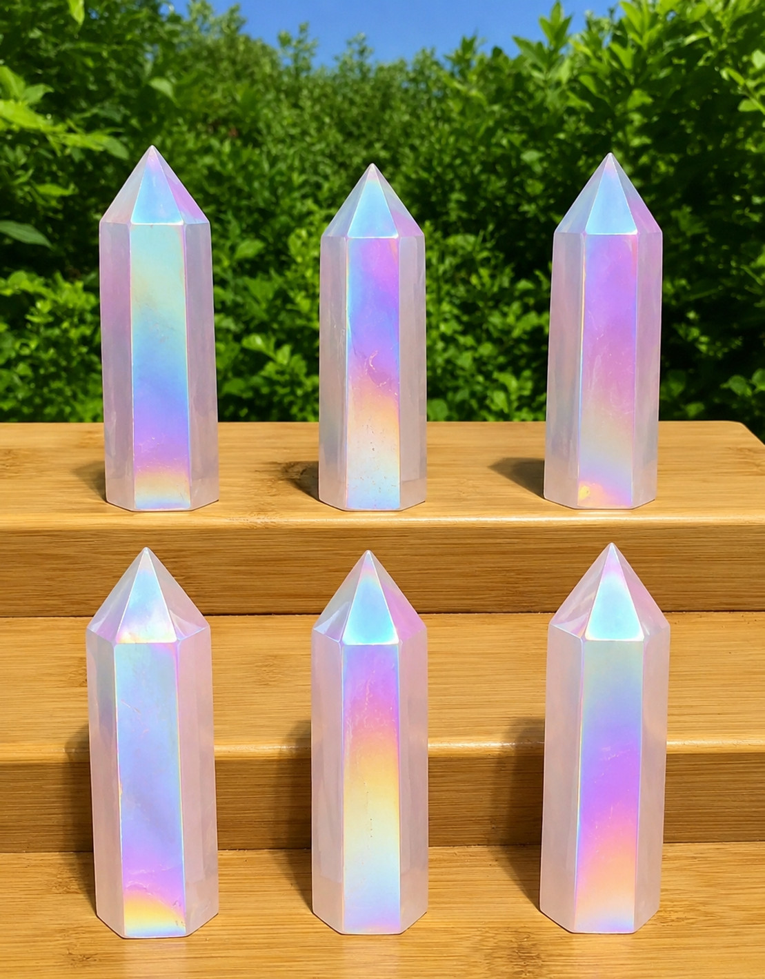 Pink Angel Aura Rose Quartz Crystal Tower Point Healing Reiki Meditation Gift