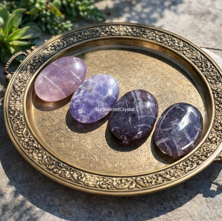 Genuine Amethyst Worry Stone Reiki Healing Palm Stone Crystal Relax Home Decor