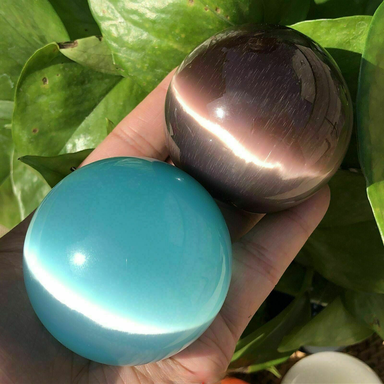 Beautiful Rare Natural Cat’s Eye Stone Balls Quartz Crystal Reiki Healing Sphere