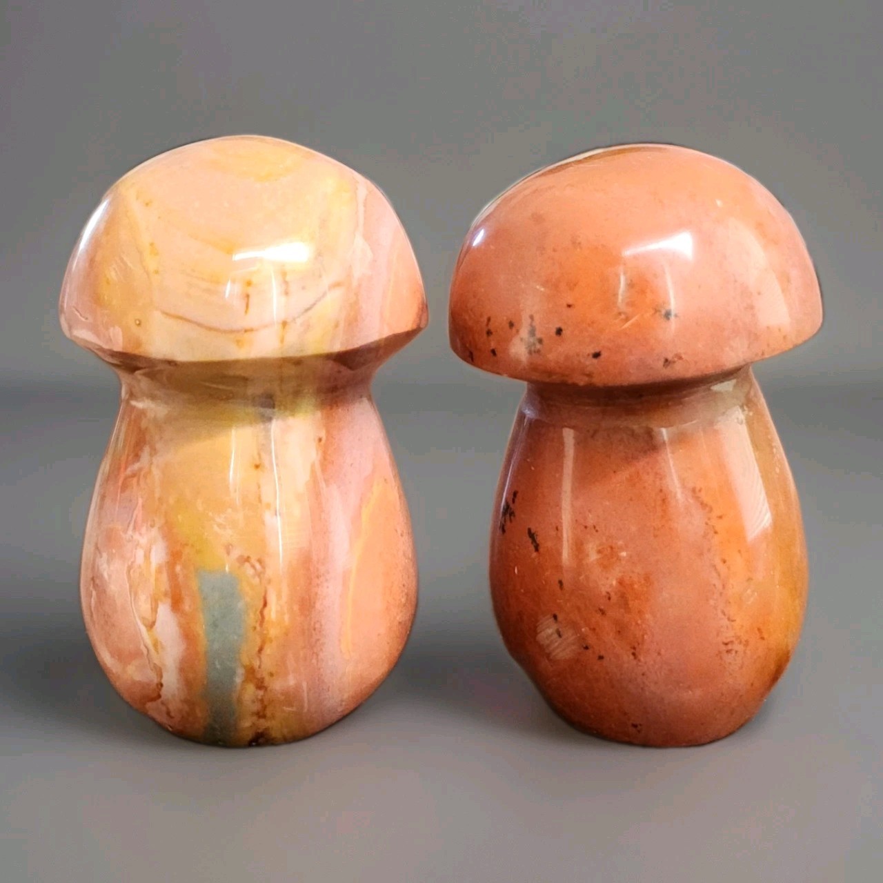 Lot Of 2 Natural Polished Polychrome Jasper Mushrooms 2.5″ – USA