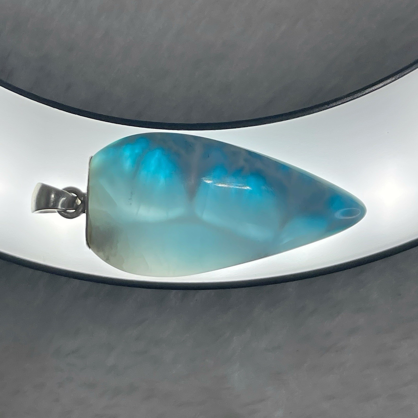19g Larimar Necklace, Handcrafted Sterling Silver Pendant, Dominican Jewelry,