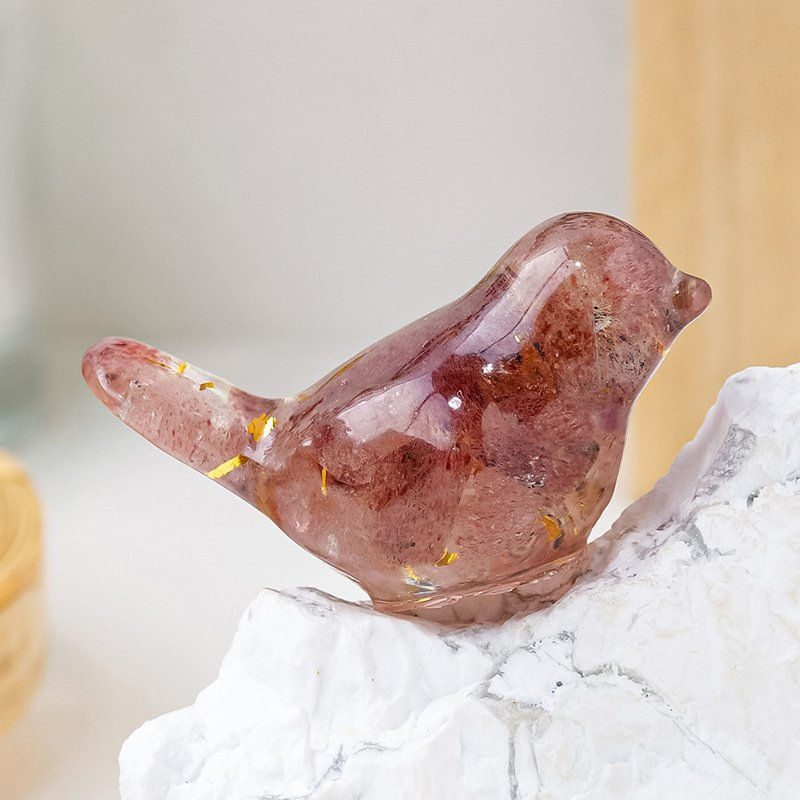 Natural Quartz Crystal Gravel Drops Glue Bird Mini Healing Birdie Resin Decor