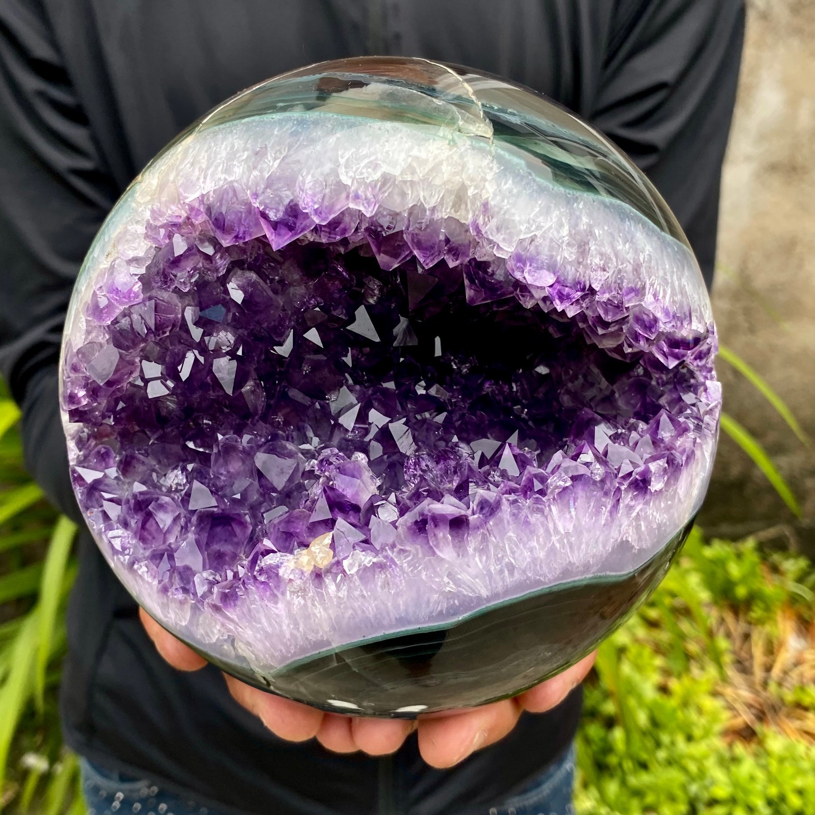 7.49LB Natural Amethyst Agate Ball Quartz Crystal Sphere reiki healing gem