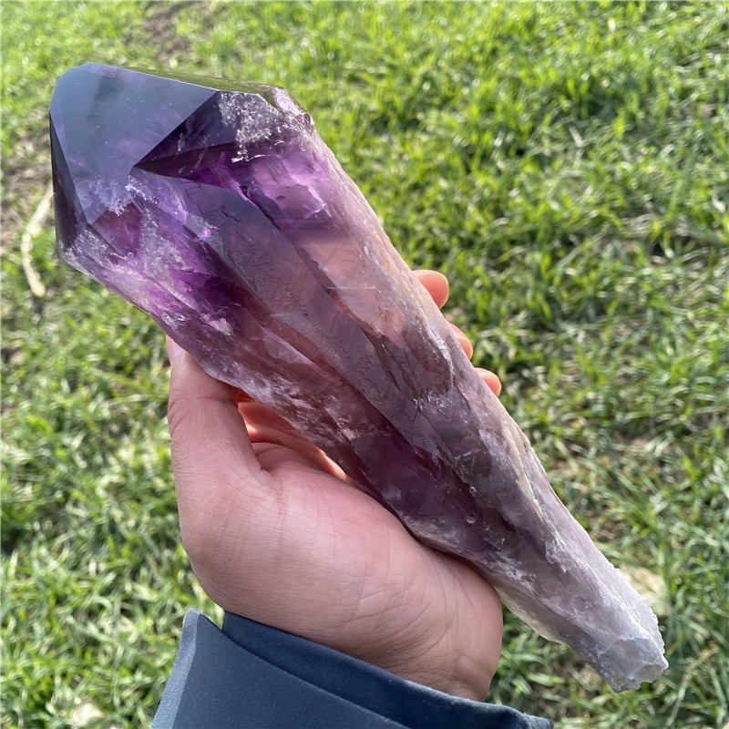 1.95LB Natural Amethyst Quartz Obelisk Rough Crystal Point Wand Healing Tower