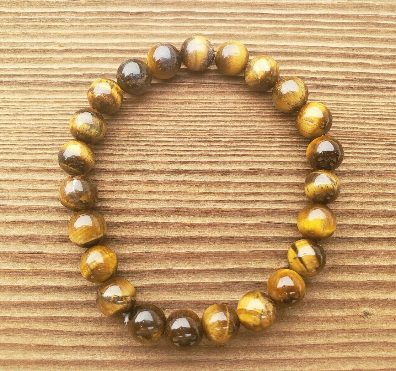 NATURAL TIGER EYE STONE BEAD BRACELET GEMSTONE STRETCHY BRACELET