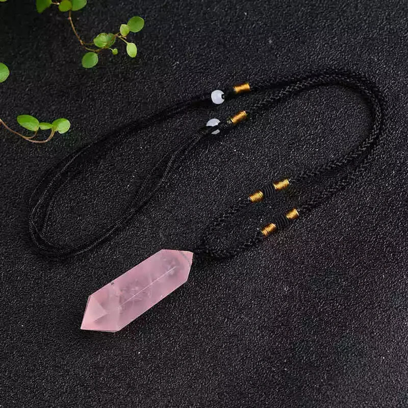 Natural Rose Quartz Pendant Healing Gemstone Crystal Women Men Necklace Gift New
