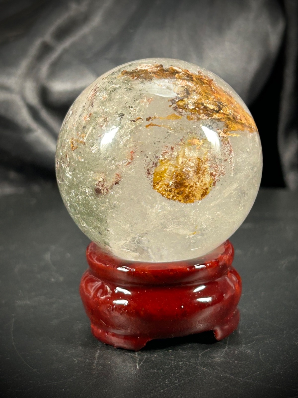 2.02″ Garden Quartz Sphere With Wood Stand 6.5oz (185 grams)