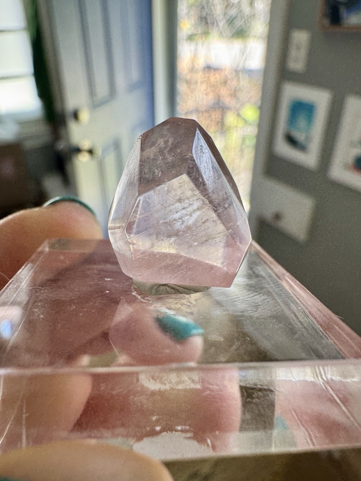 Polished Morganite From Brazil – 3 Grams, Comes On Acrylic Stand.