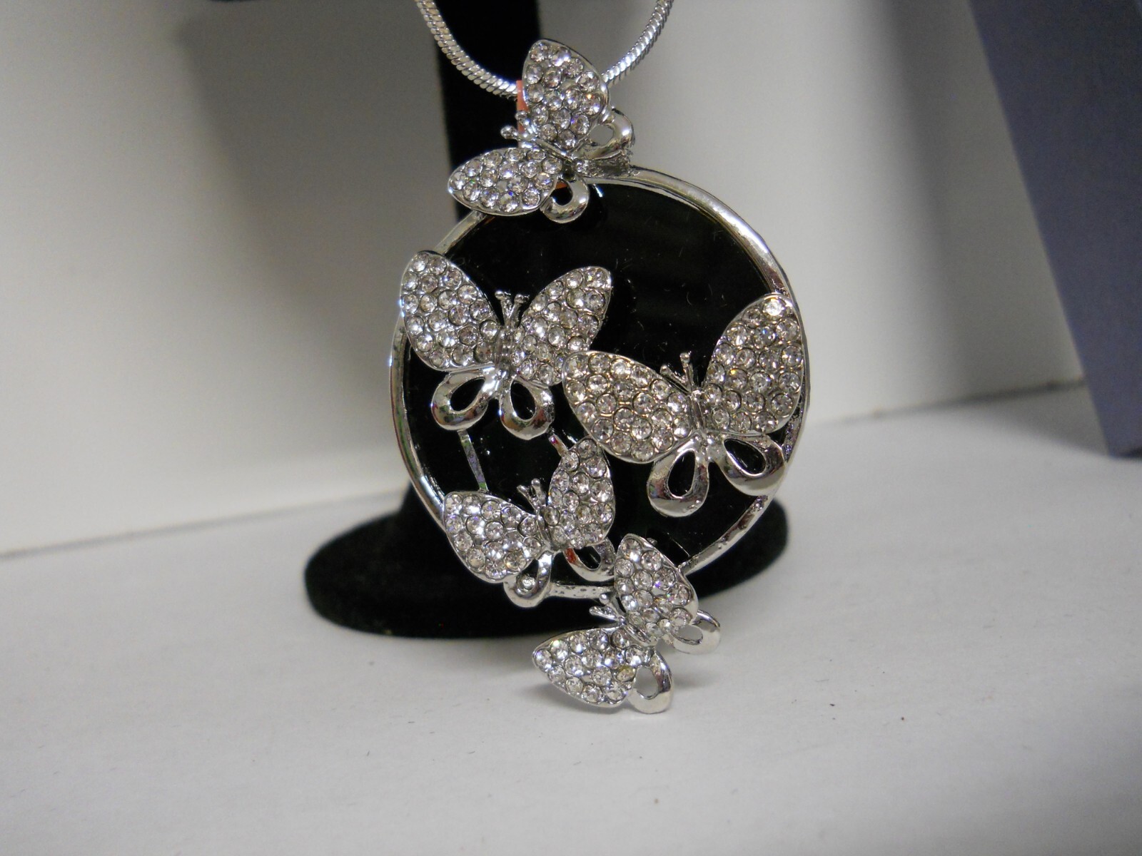 Stainless Steel Alloy Adjustable Long Length Silver Rhinestone Necklace #834