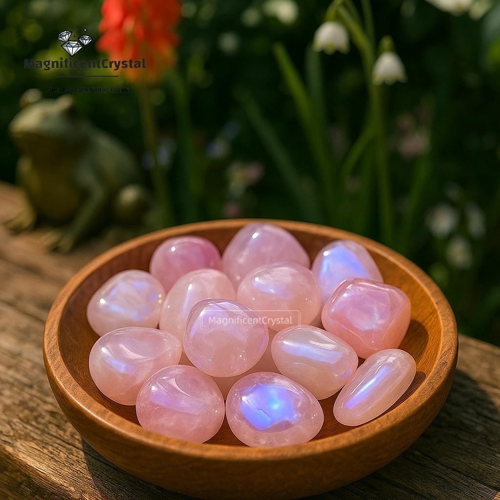 3PCS Angel Aura Rose Quartz Tumbled Stones Heart Chakra Pocket Worry Stones Gift