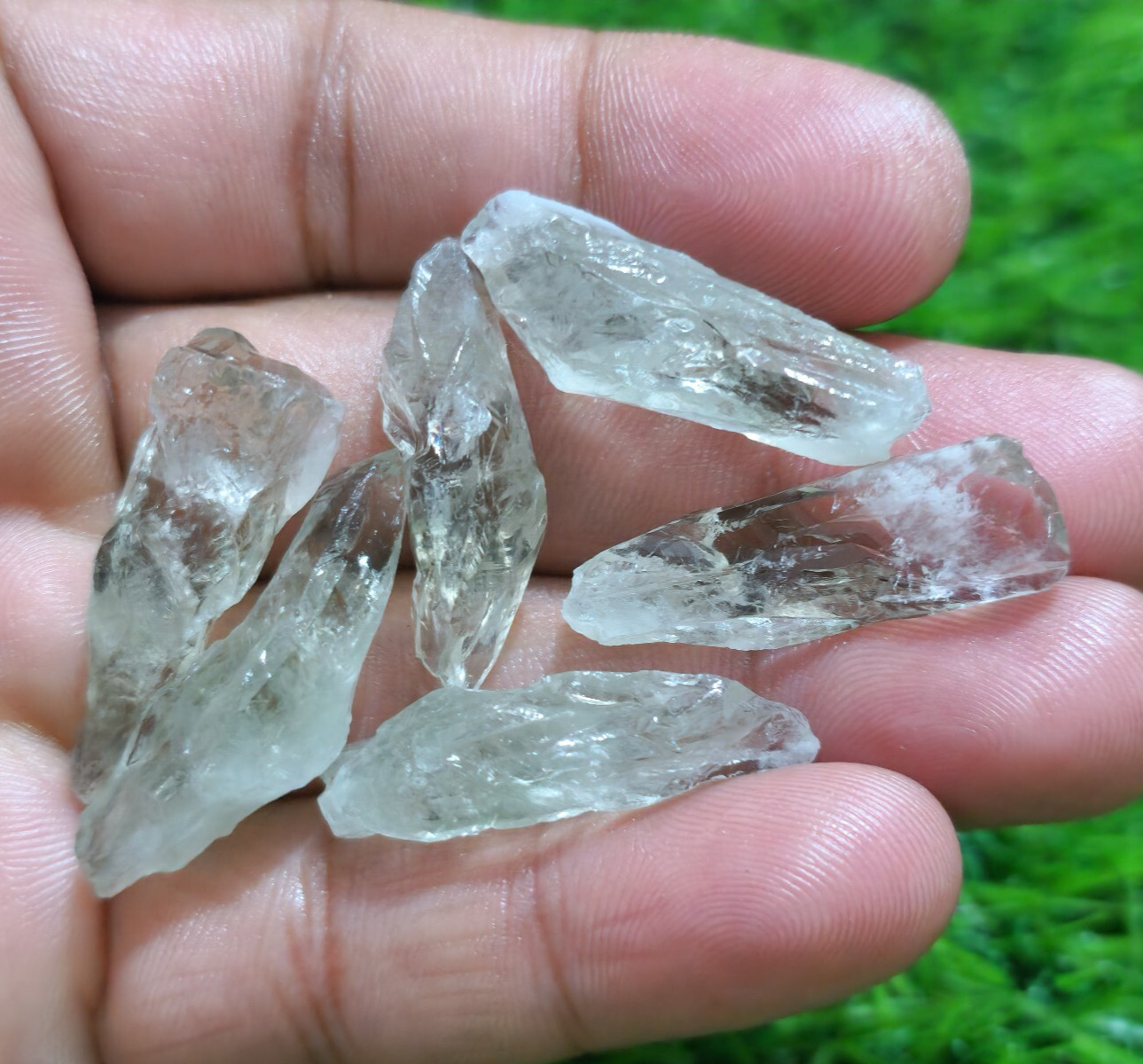 Glowing Green Amethyst Shards 6 Pcs 30-35 mm Loose Gemstone For Jewelry Making