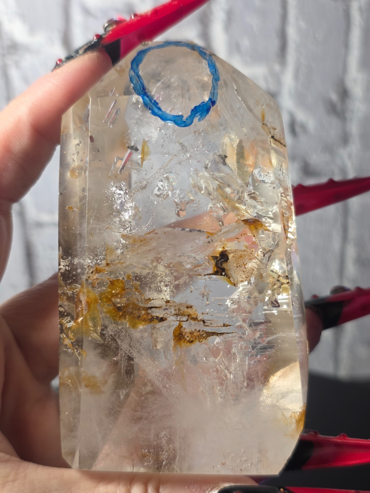 Scenic Enhydro Quartz Moving Bubble Golden Healer Crystal Freeform 264.27g