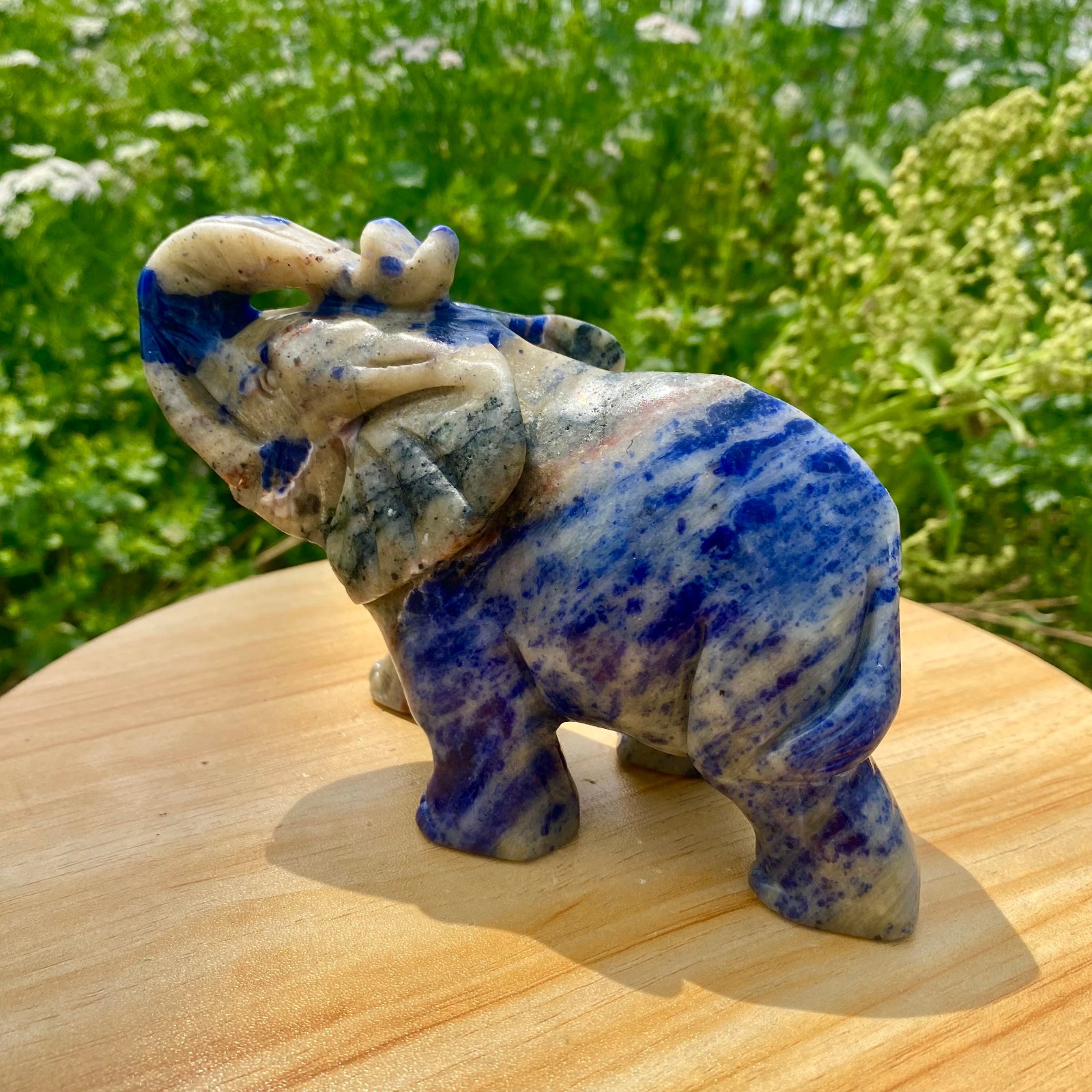 1.9LB Natural lapis lazuli quartz carving elephant spiritual healing