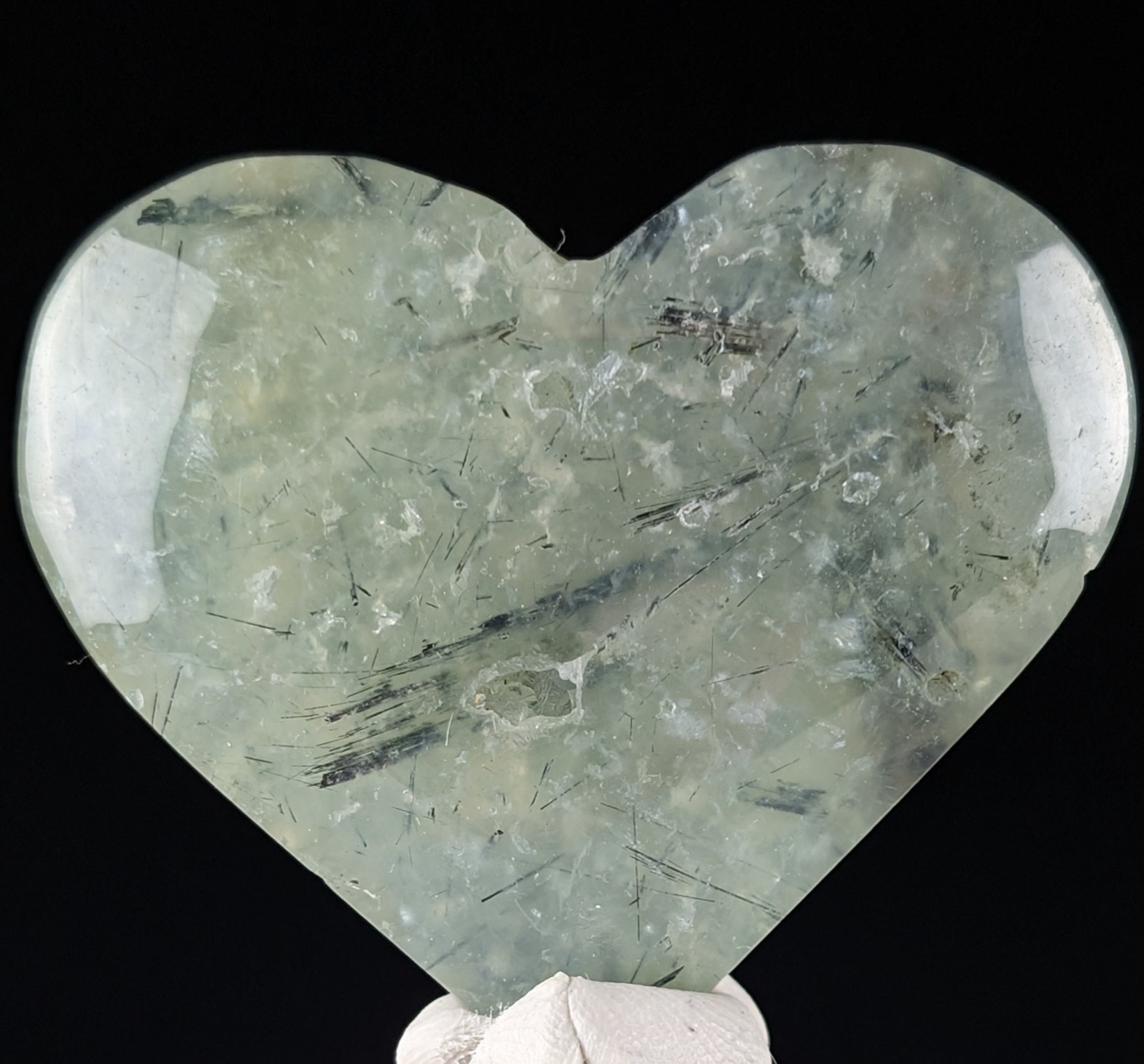 Prehnite Heart Carving Crystal Gemstone Chakra Reiki Rock