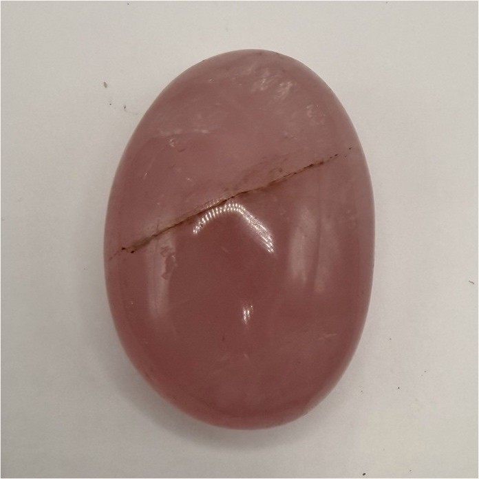 Mozambique Rose Quartz Crystal PalmStone 2.2in Deep Pink