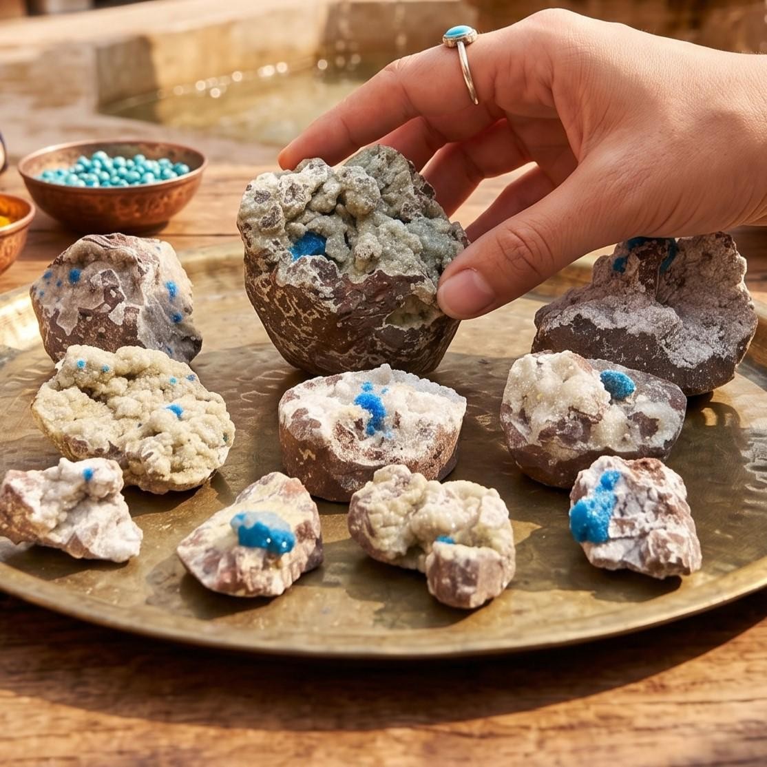 Cavansite Crystal Specimen Vanadium In Rough Matrix Natural India Mineral