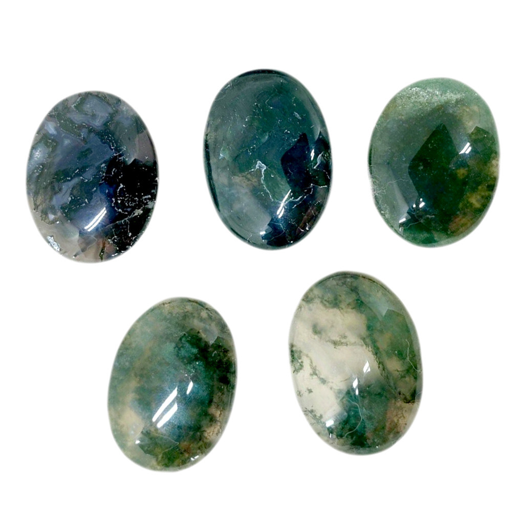 Natural Moss Agate Palm Stone Green Rock Crystal Healing Reiki Polish Worry Ston