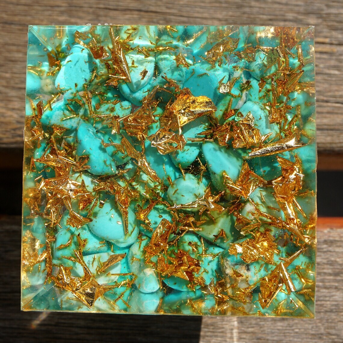 Fantasy magic Tiger’s Eye Sphere Turquoise Orgone Crystal Pyramid Orgonite