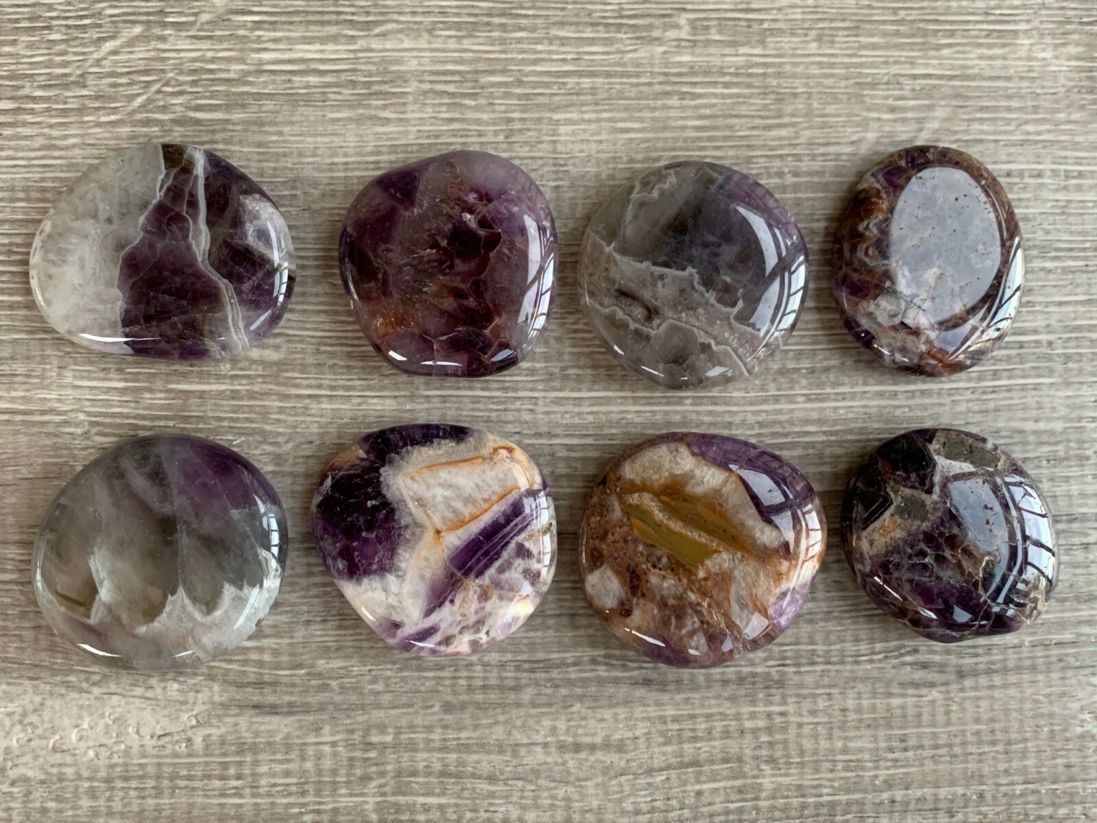 Amethyst Dogtooth Smooth Stone, 1.5″ – 2″ Polished Amethyst Palm Stone, Bulk Lot