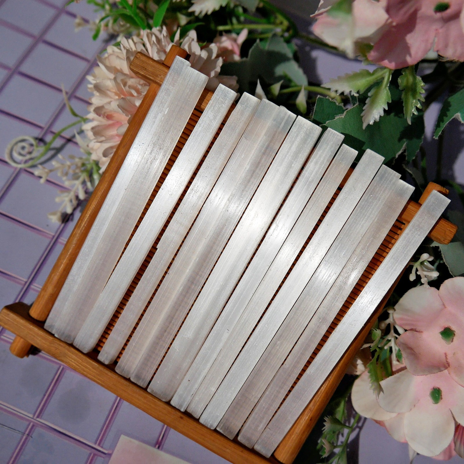 48PCS 4in Selenite Sticks Bulk Wholesale Crystal Wands Cleansing Charging Gift