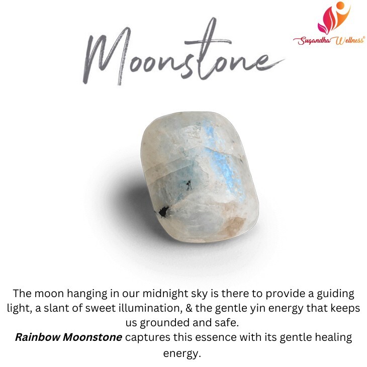 Rainbow Moonstone Healing Crystal Necklace – Lunar Pendant Balance, Inner Light