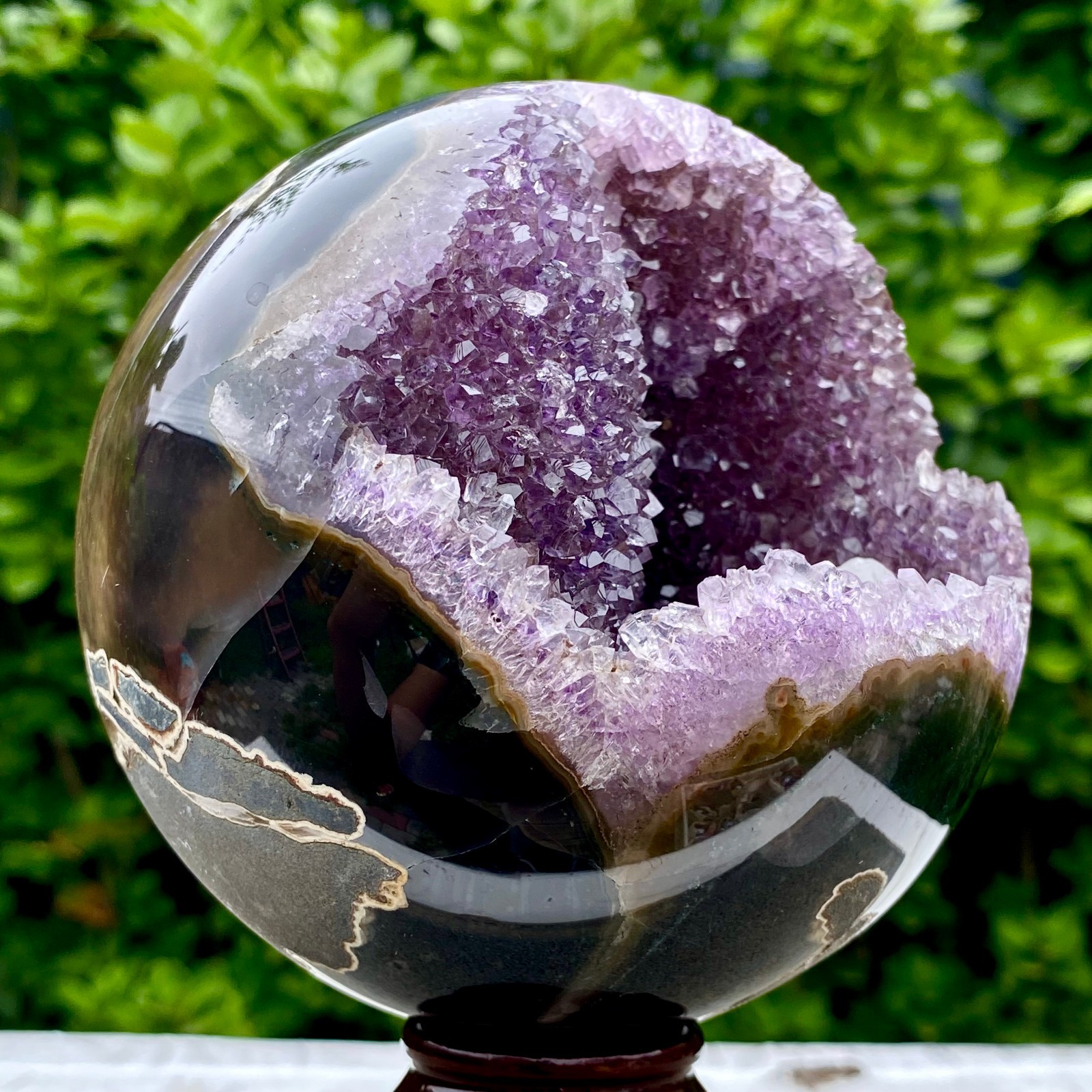 3.9LB Amethyst Agate Sphere Polished Healing Crystal Ball Home Feng Shui Ornam