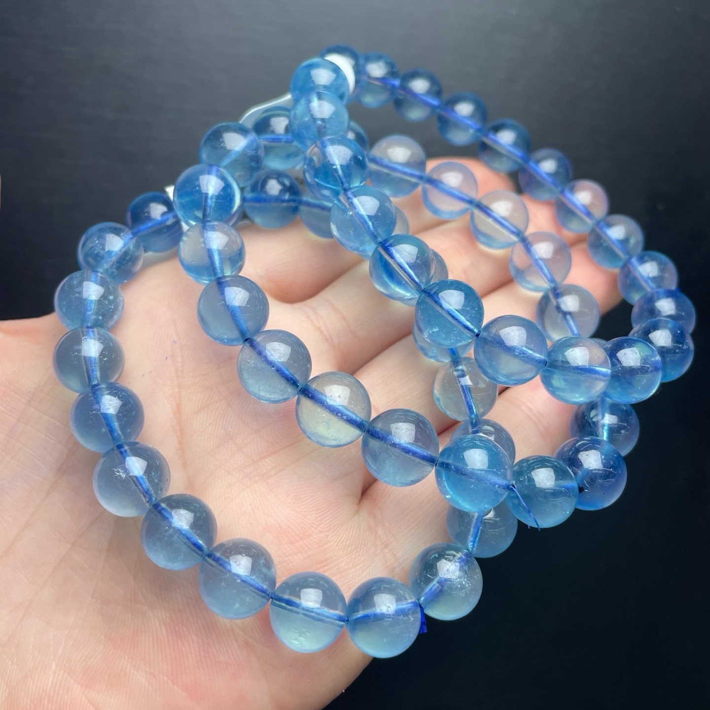 10mm Natural aquamarine Bead Bracelet Reiki Crystal Quartz Healing Decorate 1pc