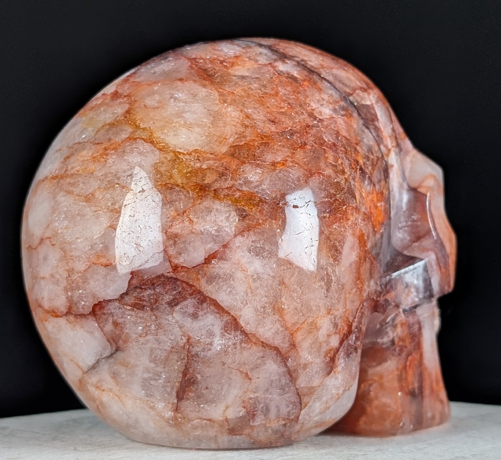 Red Fire Quartz Skull Carving Crystal Gemstone Large Big Chakra Reiki