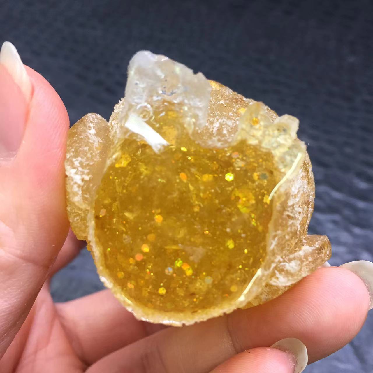 Natural Citrine Crystal Chips Quartz Stone Gravel Resin Owl Healing Decorate 1Pc