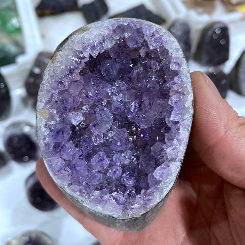 Cut Base Natural Amethyst Quartz Crystal Cluster Healing Stone Geode Specimen US