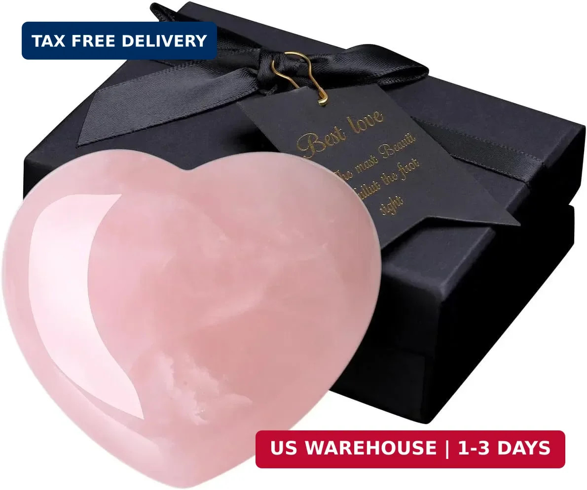 MAIBAOTA 60 mm Rose Quartz Crystals Heart Stone Mothers Day Birthday Gifts for M