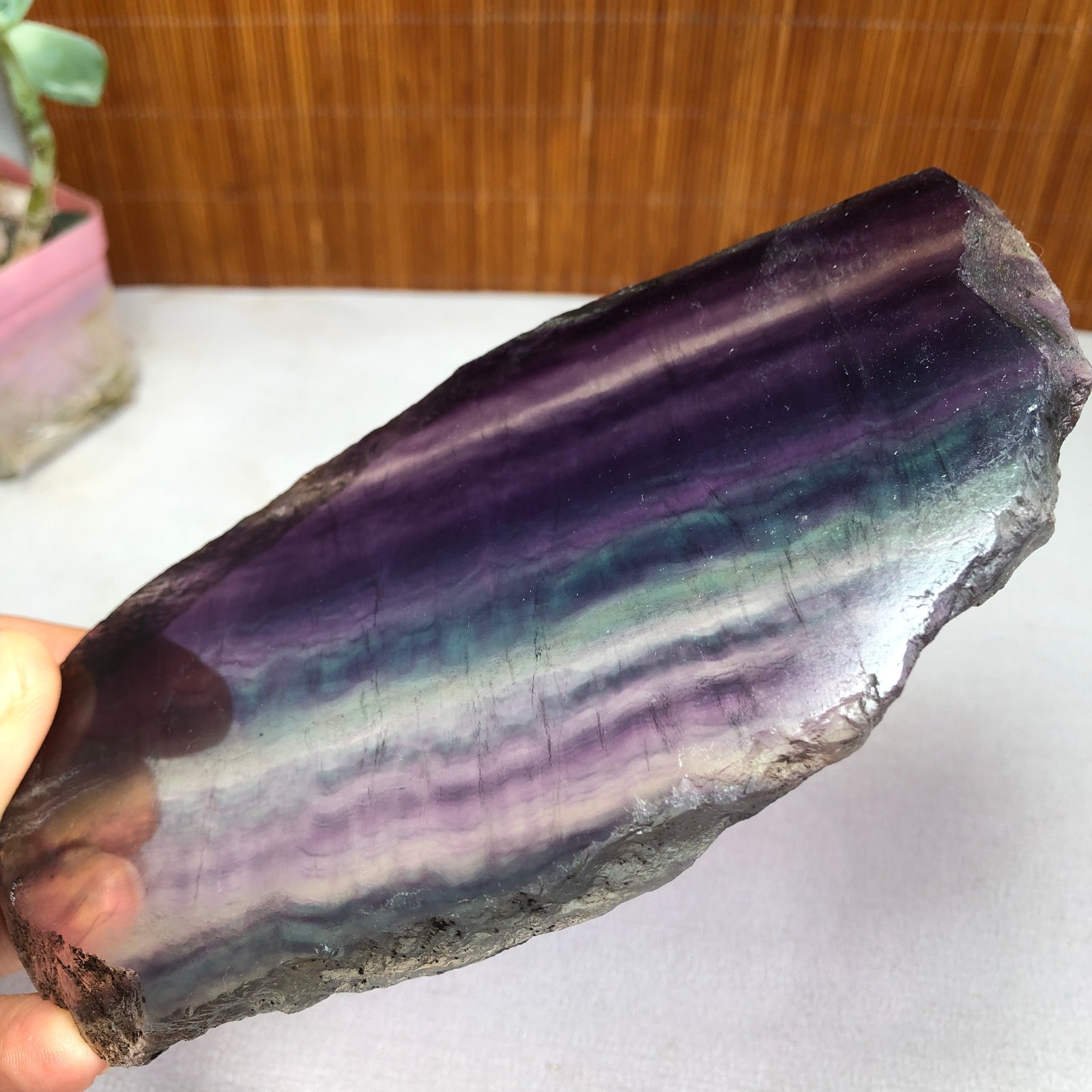 300g Natural Candy fluorite slice Crystal gemstone Polished/rough Specimen A8422