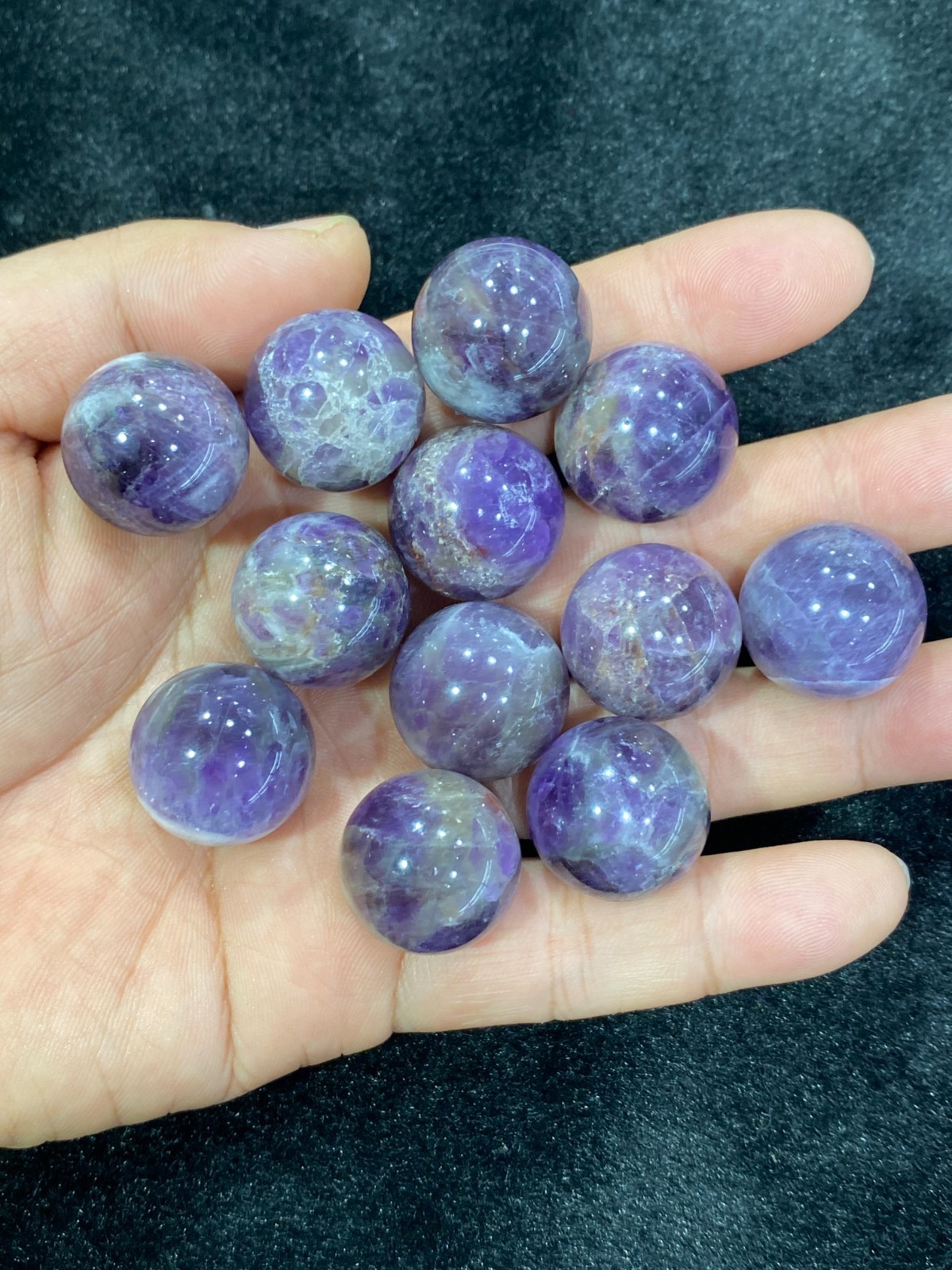 5pc Natural Dreamy Amethyst Sphere Quartz Crystal Carved 20mm ball reiki healing