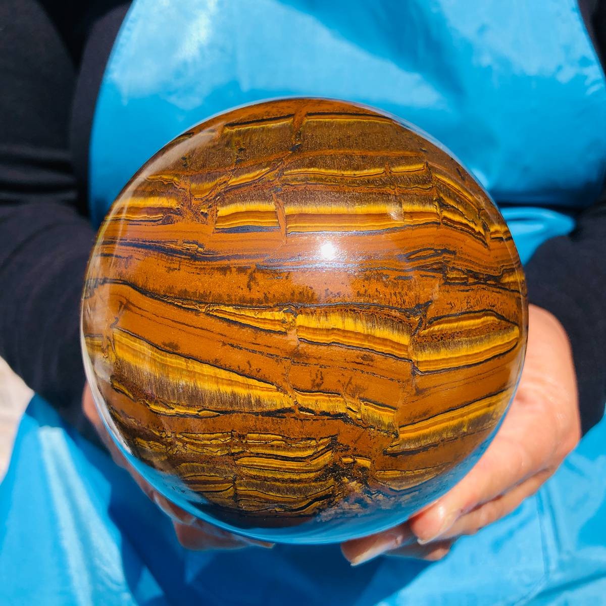 1920g Rare NATURAL Yellow tiger eye quartz crystal ball Healing stone