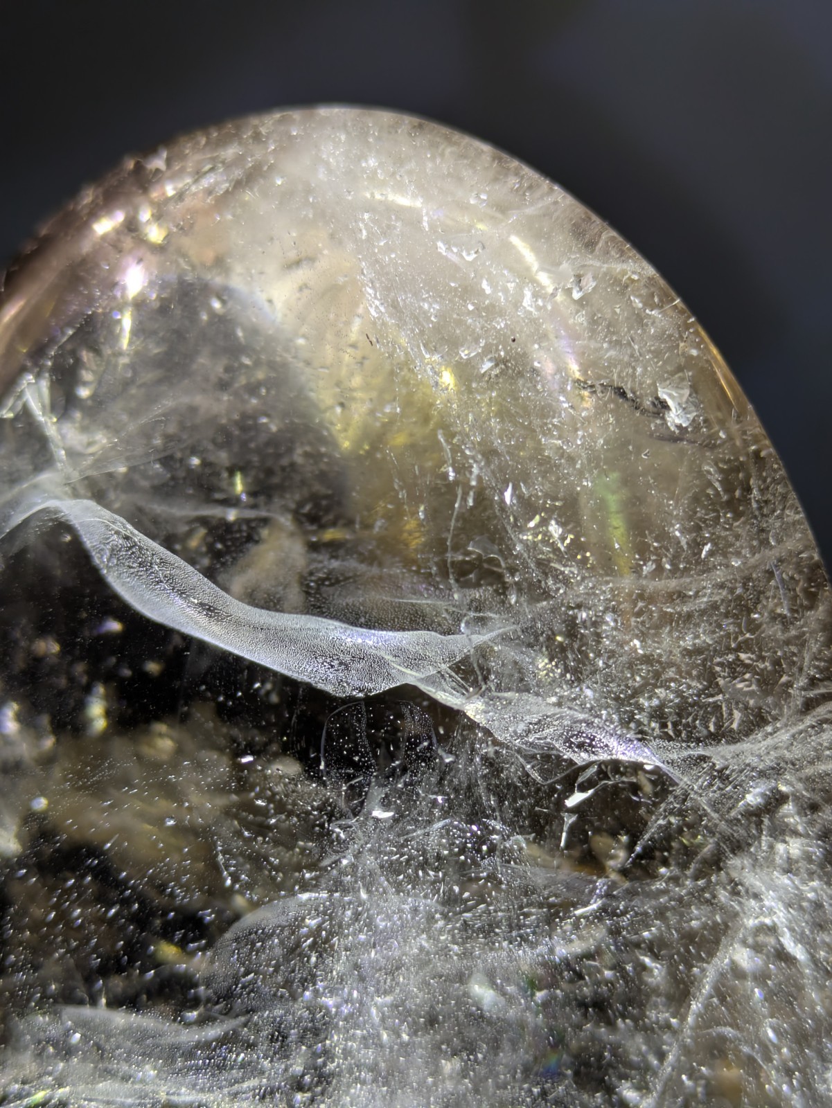 Large 2lb Polished Clear Quartz Crystal w/ Inclusions With Water And Light Stand