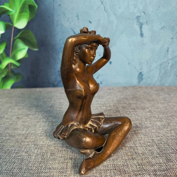2.2lb Collectible Chines Handcrafted.Brass Exquisite Dancing girl Sculpture gift