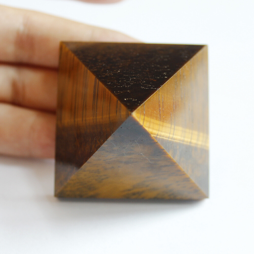 3~5cm Egyptian Pyramid Tiger’s Eye Crystal Triangle Cone Reiki Healing Stone