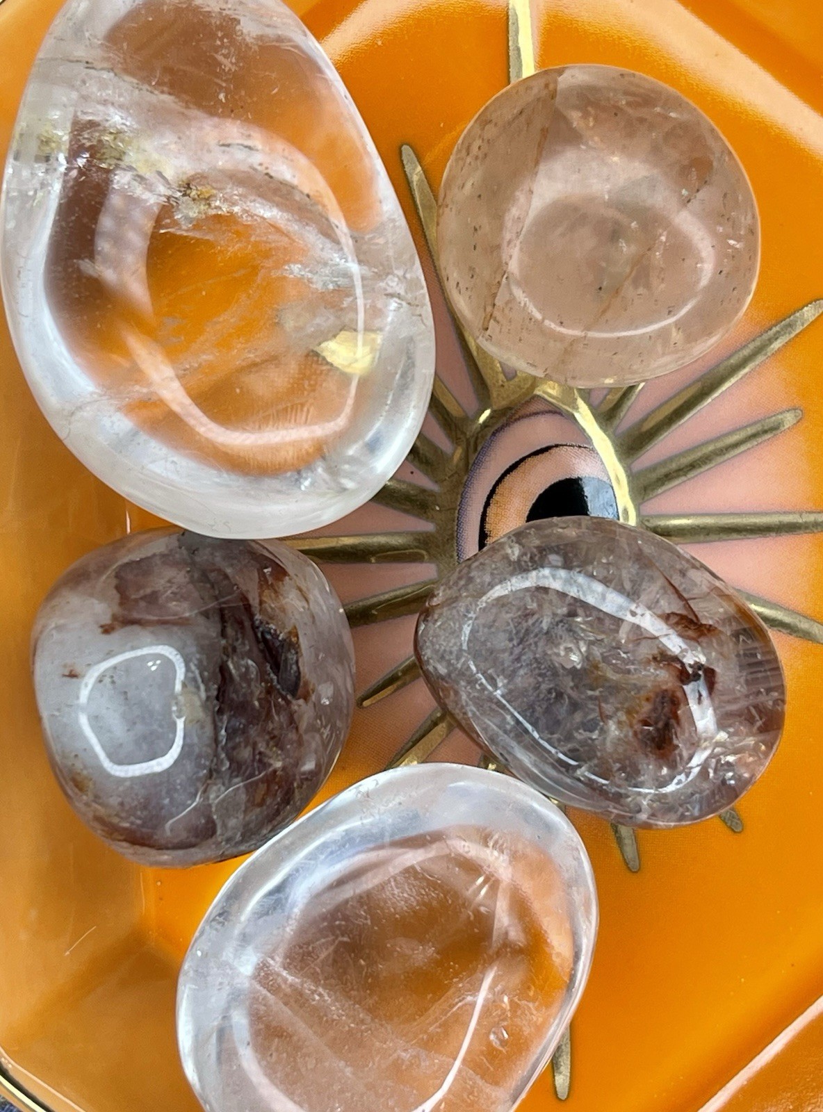 fire quartz & clear quartz bundle crystal natural stone tumble