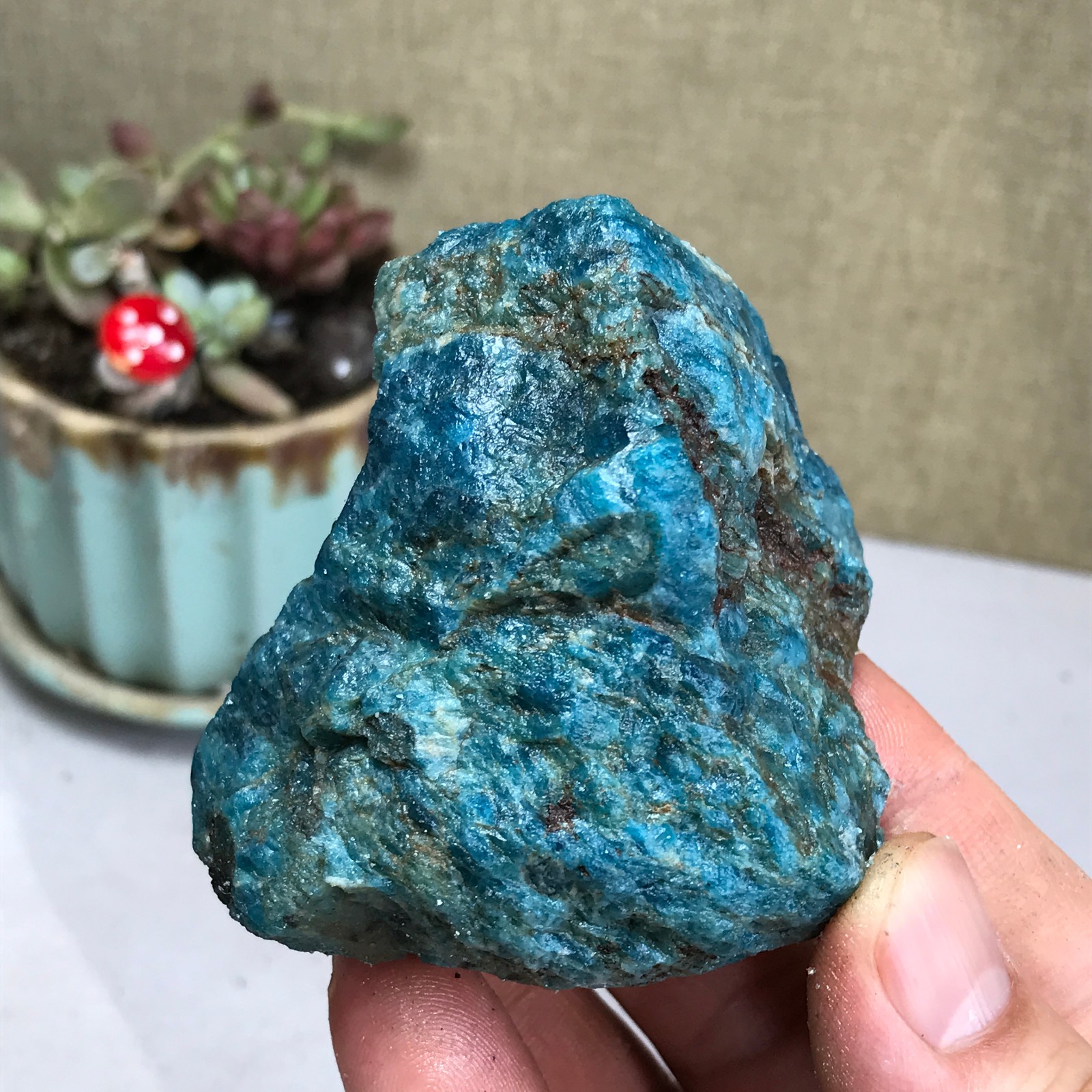57-49-50mm Top Natural apatite Crystal uncut gemstone Mineral Specimen A4189