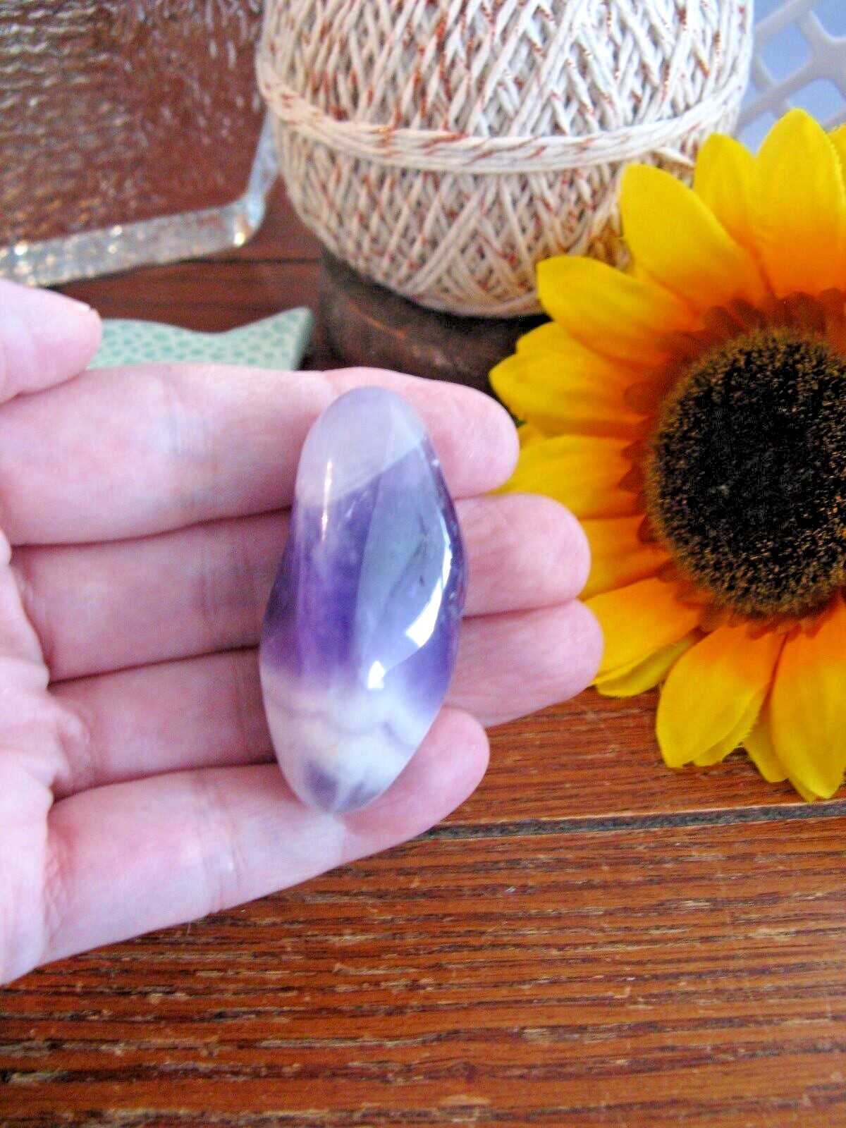 New Chunky Natural Purple Chevron Amethyst Crystal Tumbled Pocket Stone
