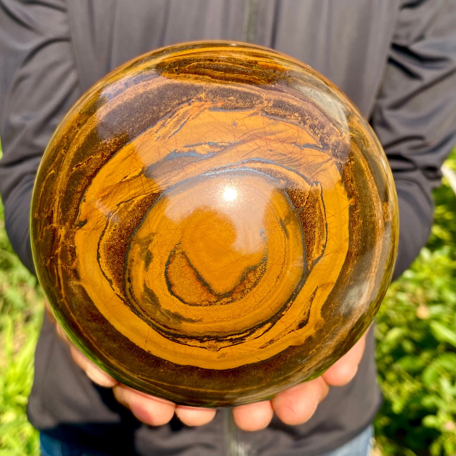 5.95LB Large Natural Tiger Eye Stone Crystal Ball Quartz Healing Sphere Décor