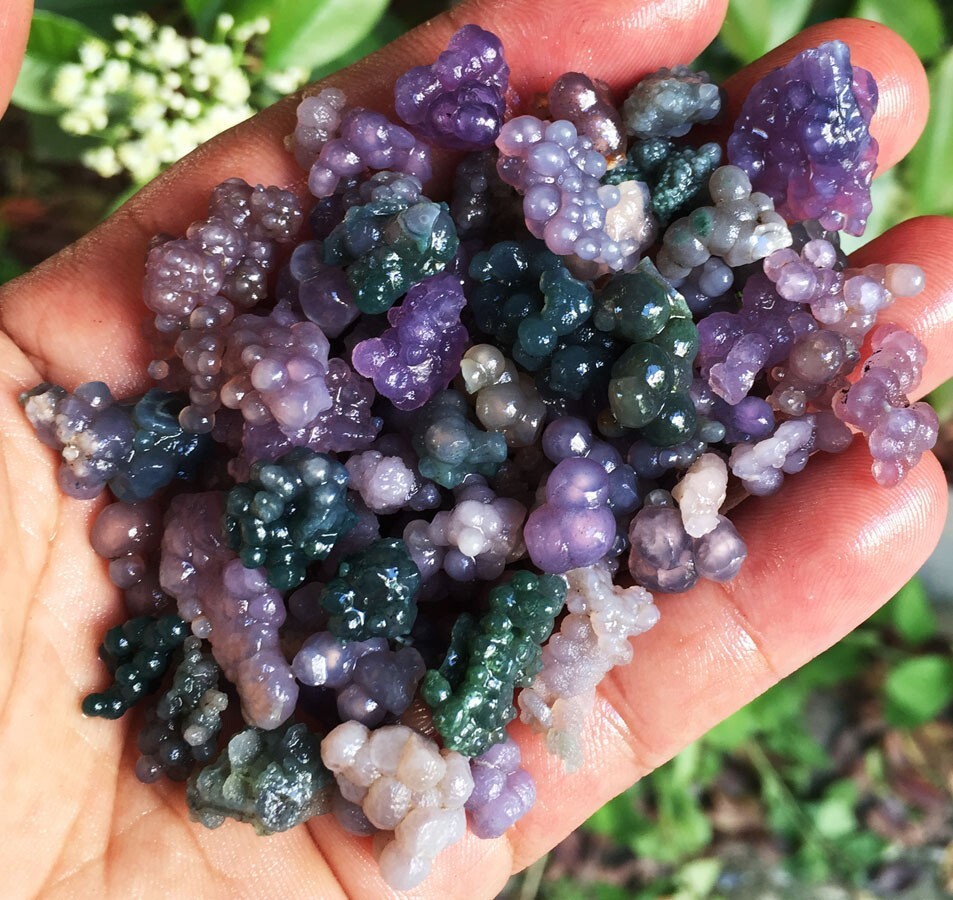 100g 50-90Natural Botryoidal Chalcedony Starlight Purple Grape Agate Grain ag100