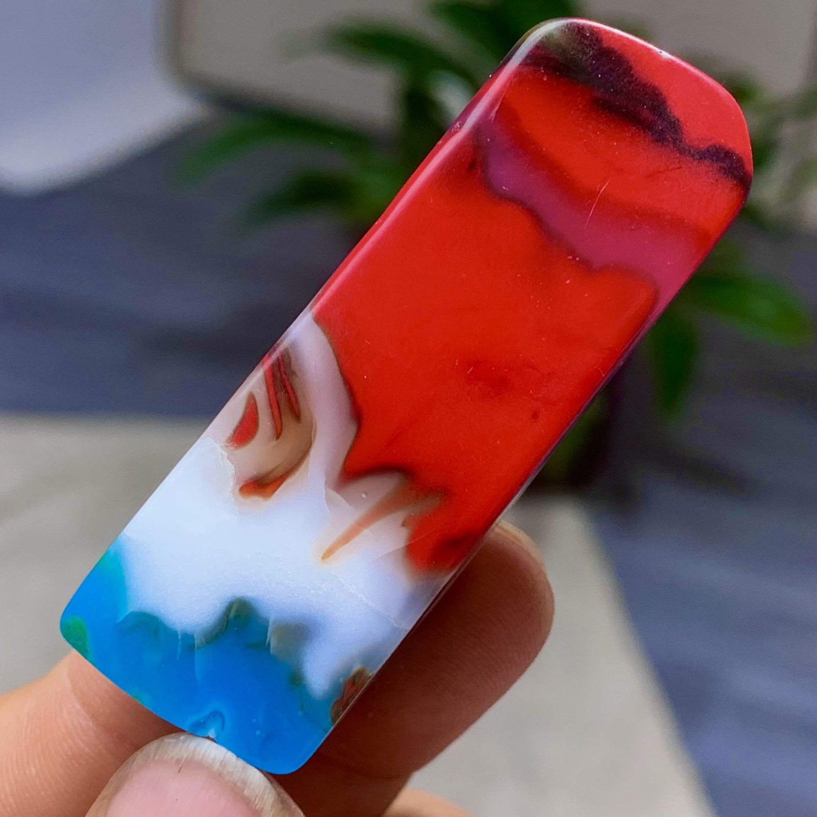 27G Natural NanHong Agate block multicolored Pattern Cabochon mineral Crystal