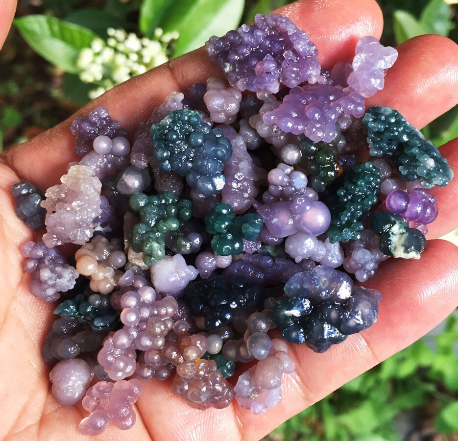 100g 50-90Natural Botryoidal Chalcedony Starlight Purple Grape Agate Grain ag100